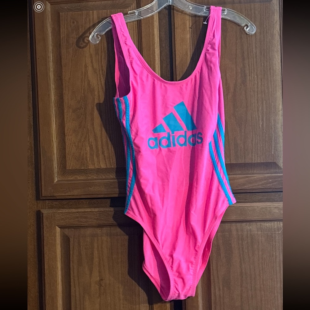 Adidas Women’s Neon Pink and Blue One Piece  Swimsuit New with Tags Large